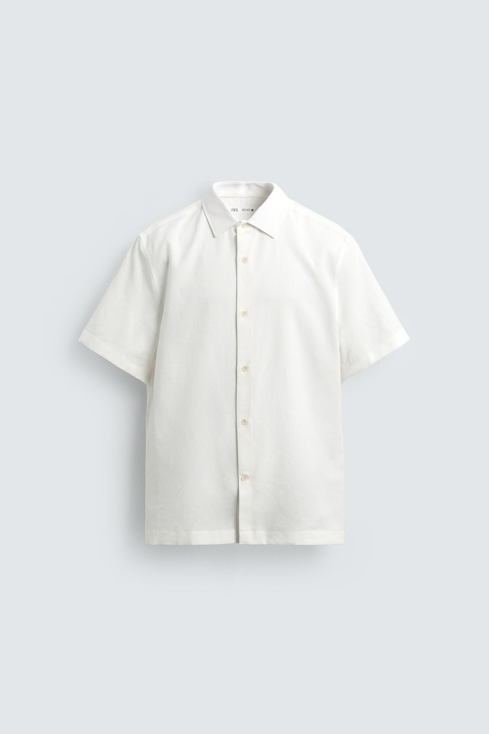 ZARA РУБАШКА ИЗ ЛЬНА И ХЛОПКА, БЕЛЫЙ