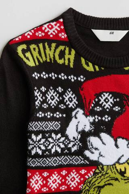 H&M Жаккардовый вязаный свитер, черный