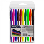 Набор шариковых ручек Alingar,10 цветов,1,0 мм, на масляной основе, рифлёный держатель,шестигранный, цветной пластиковый корпус, ПВХ чехол, европодвес