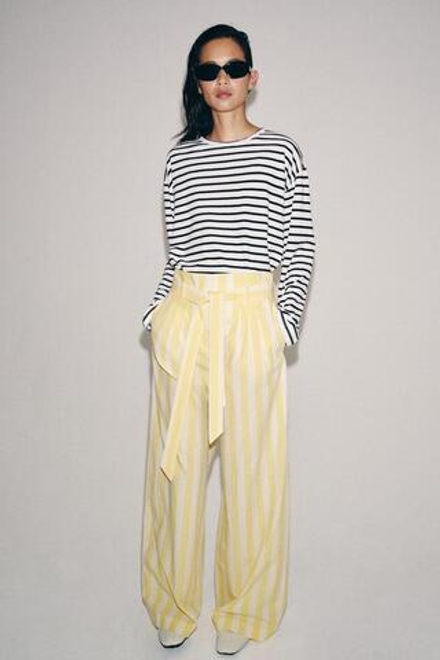 ZARA БРЮКИ В ПИЖАМНОМ СТИЛЕ В ПОЛОСКУ — ZW COLLECTION, ЖЕЛТЫЙ