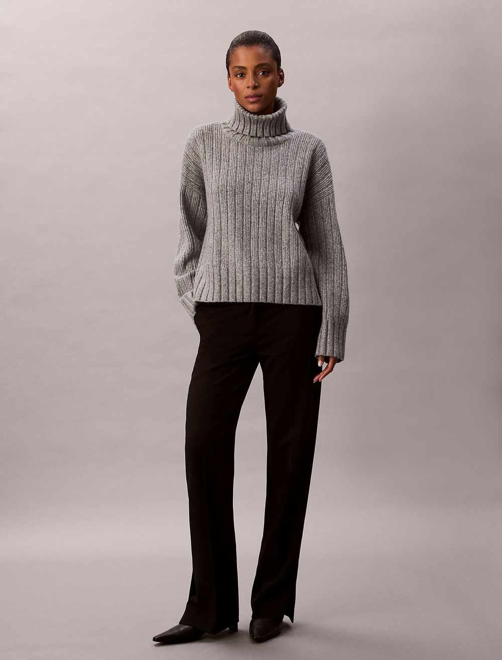 Свитер Calvin Klein Wide Rib Relaxed Turtleneck Sweater Grey Heather