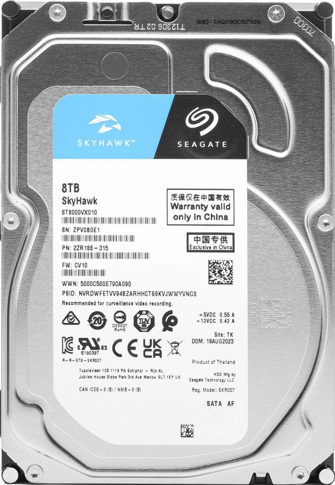 Внутренний HDD 3.5" Seagate Skyhawk ST1000VX013, 1Тб, SATA3, Bulk, Чтение:180мб/с, Запись:180мб/с, 5400об/мин, Буфер:256Мб Внутренний HDD 3.5" Seagate Skyhawk ST1000VX013, 1Тб, SATA3, Bulk, Чтение:180мб/с, Запись:180мб/с, 5400об/мин, Буфер:256Мб