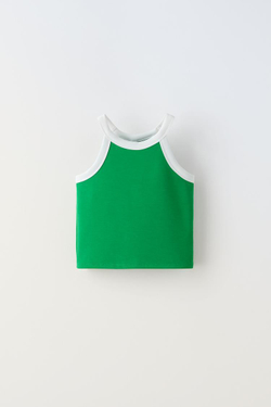 ZARA КОМБИНИРОВАННЫЙ ТОП, ЗЕЛЕНЫЙ