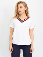 Женская трикотажная блуза в спортивном стиле (Размер: XL) (Цвет: белый)