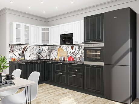 Угловая модульная кухня Прага-03 Белое дерево/Венге Премиум - Graphite 2140*1600/2800*600