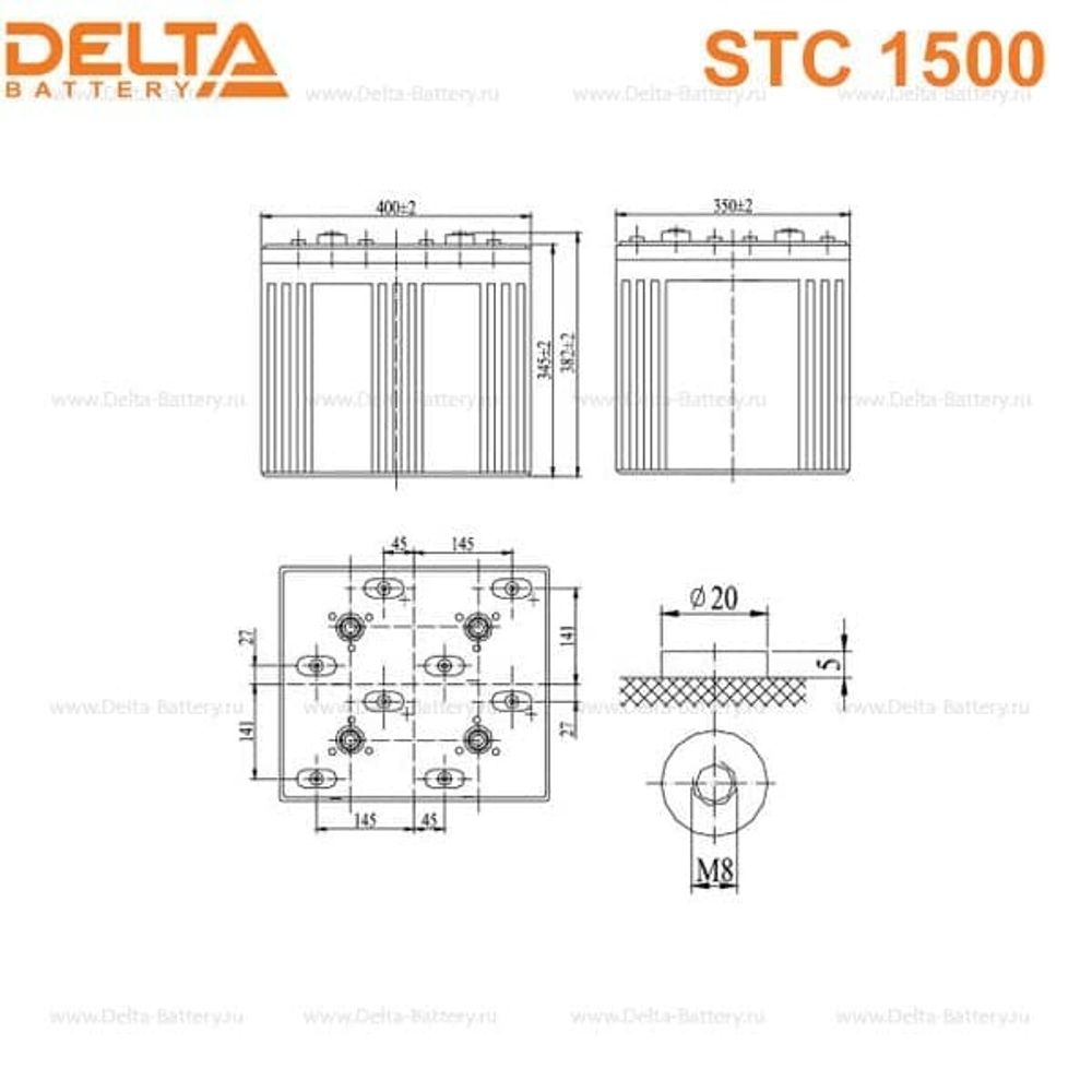 Аккумуляторная батарея Delta STC 1500 (2V / 1500Ah)