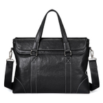 GOLF Top Grain Cow Leather Genuine Leather Briefcase Large Men"s Black