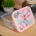 Контейнер для продуктов 0,85л прямоугольный "Сад пионов", розовый
