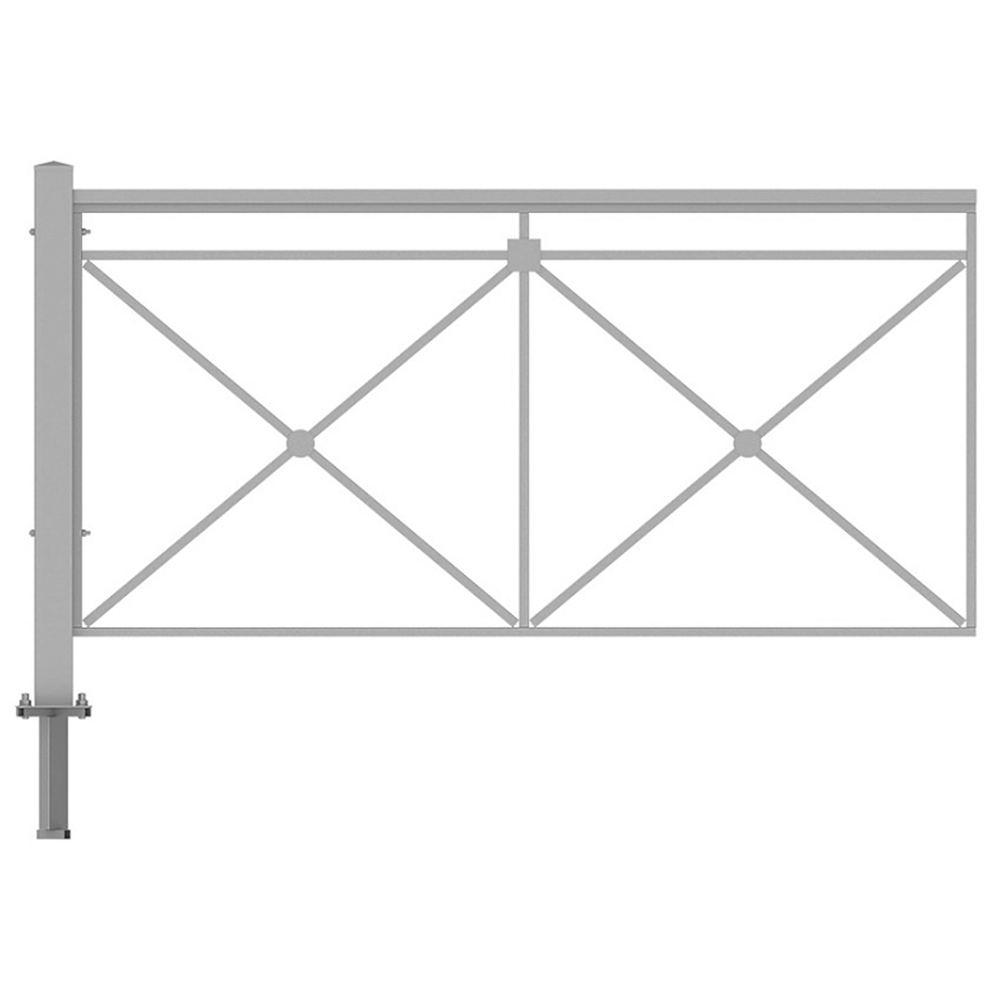 Пешеходное ограждение ПО-1 Крест тип 1 (секция + стойка), стойка 60х60 съемная, цинк