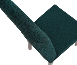 Чехол на стул без оборки Жаккард, цвет Изумрудный, Набор 6 шт.