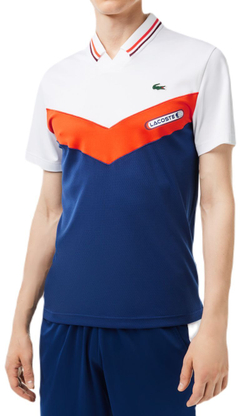 Мужское теннисное поло Lacoste Tennis x Daniil Medvedev Seamless Effect Polo Shirt - navy blue/orange/white