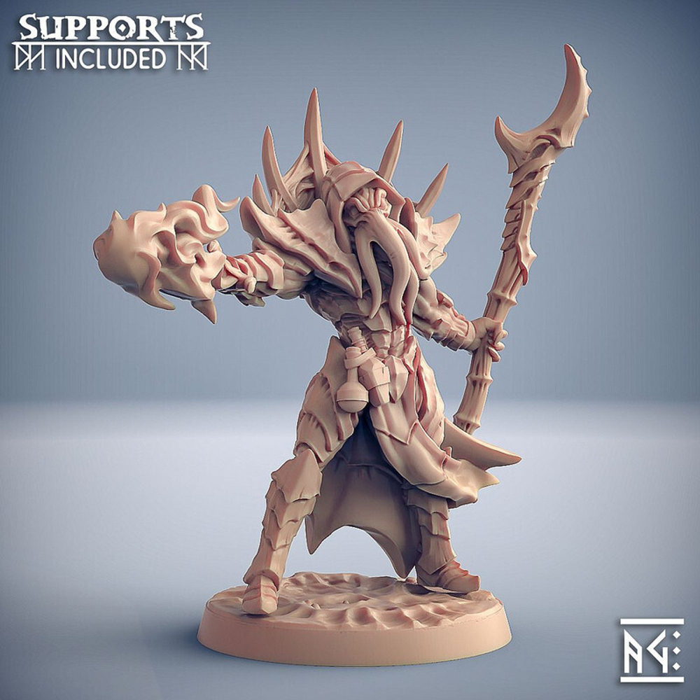 Иллитид mind flayer Illithid Свежеватель разума Маг Волшебник Колдун Чародей миниатюра для dnd, днд, pathfinder, фентези, Настольная игра, НРИ, Варгейм, РПГ