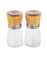 Набор мельниц д/специй Attribute Spice Wood 13,3х6,5см 2шт стекло