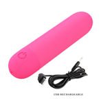 Ярко-розовая перезаряжаемая вибропуля Stefan - 8 см.