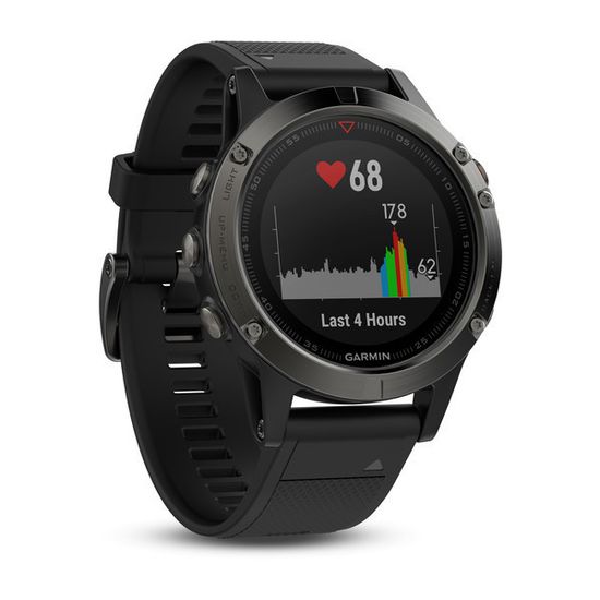 Умные мужские спортивные часы Garmin Fenix 5 - серые с черным ремешком и HRM-Tri 010-01688-30