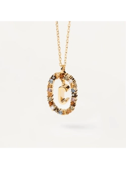 Колье Буква C серебро 925 пробы покрытое золотом