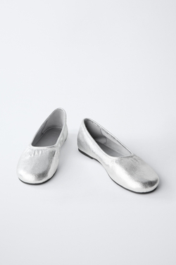 ZARA БАЛЕТКИ, СЕРЕБРИСТЫЙ