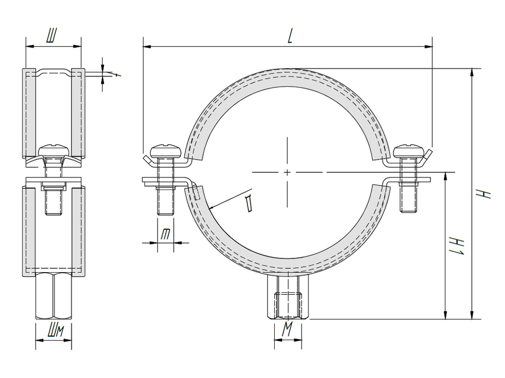 ТМС КС2 Хомут оцинкованный с epdm M8/10 40-46мм