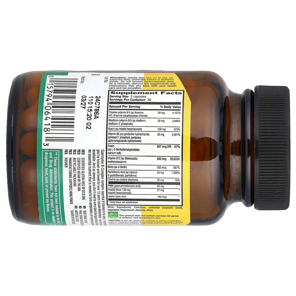 Country Life, комплекс коэнзимов группы B, 60 вегетарианских капсул