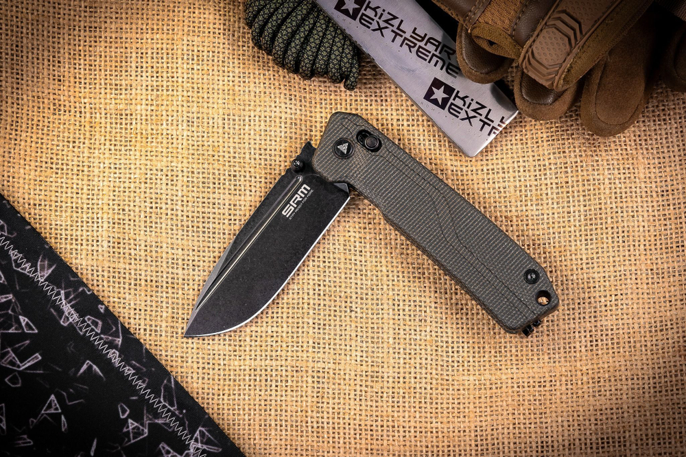 Складной нож SRM Rubik Large Satin сталь 10Cr15CoMoV рукоять Black Micarta (7228L-MB)