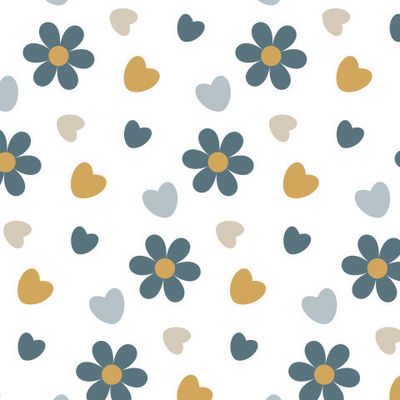 Buy romance fabric flowers hearts Scandinavian style