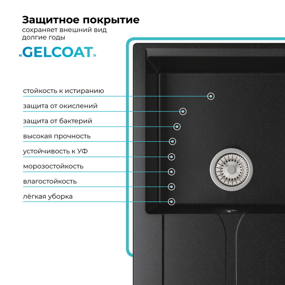 Мойка POLYGRAN GALS-860 черный № 16