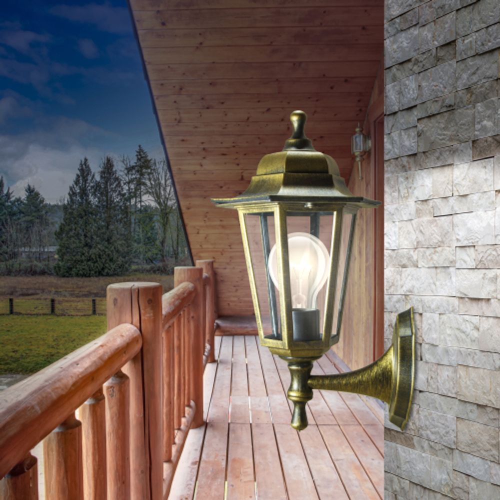 Садово-парковый светильник ЭРА НБУ 06-60-001 бронза 6 гранный настенный IP44 Е27 max60Вт