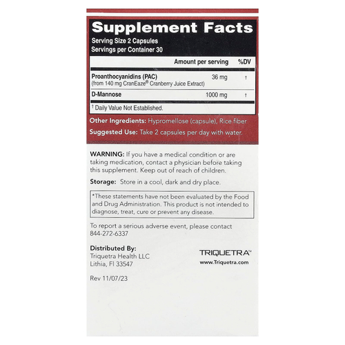 Triquetra Health, CranEaze®, экстракт клюквенного сока, 60 капсул