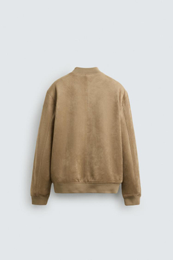 ZARA БОМБЕР ИЗ ИСКУССТВЕННОЙ ЗАМШИ, БЕЖЕВЫЙ