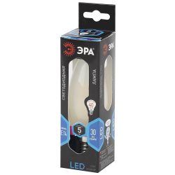 Лампа светодиодная ЭРА F-LED B35-5W-840-E14 frost Е14 / Е14 5Вт филамент свеча матовая нейтральный белый свет | Филаментные декоративные