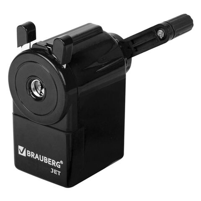 Точилка механическая BRAUBERG JET , металлический механизм, корпус черный 229566