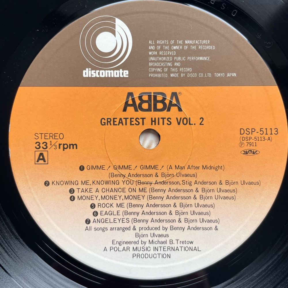 Винтажная виниловая пластинка LP ABBA АББА Greatest Hits Vol. 2 (Япония 1979) (Без Оби)