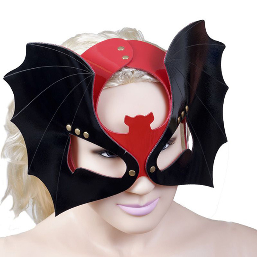 Черно-красная маска на глаза из лаковой кожи Летучая мышь Sitabella BDSM Accessories 4060-21