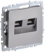 BRITE Розетка компьютерная двойная RJ45 кат.5E РК10-2-БрС сталь IEK