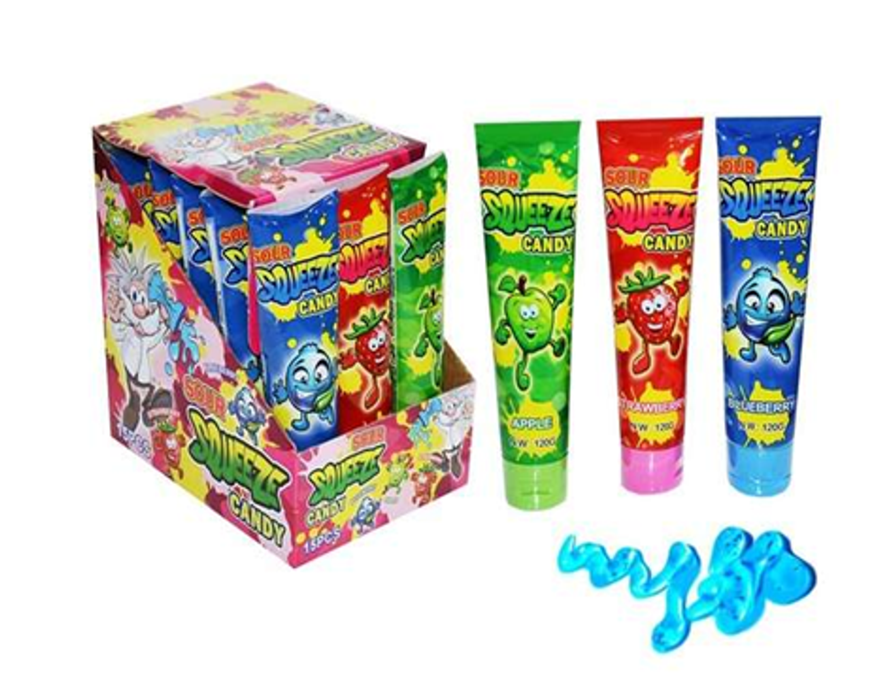 Жид.карамель гель тюбик "New Sour squeeze gel" 120г * 15шт