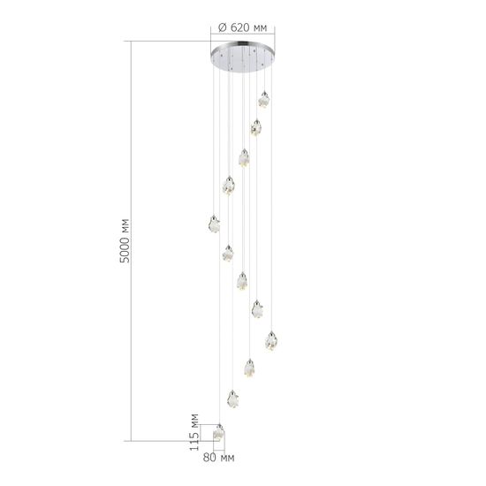 SL6114.103.12 Светильник подвесной ST-Luce Хром/Прозрачный LED 12*3W 3000K CASCATO
