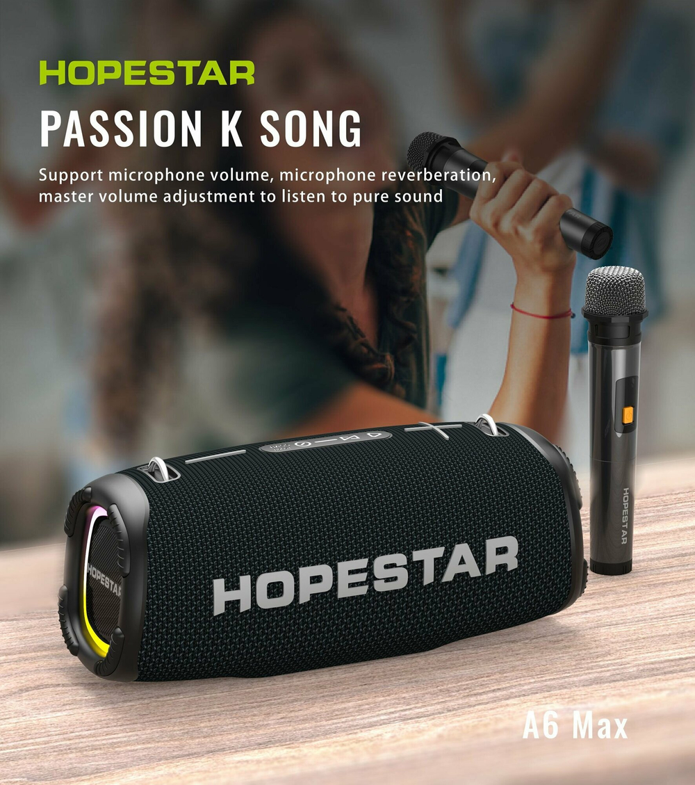 Колонка портативная Hopestar, A6 Max, Bluetooth, цвет: серый