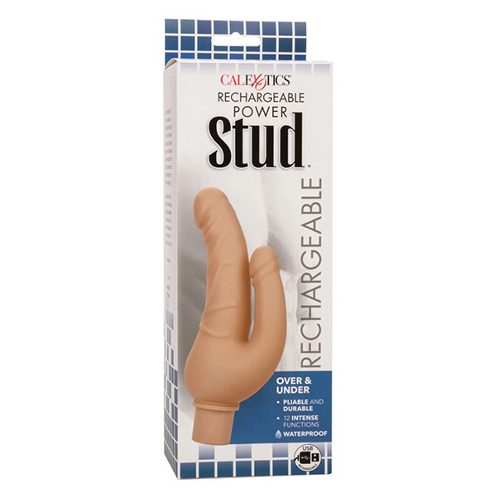 Двойной реалистичный вибратор 9 и 14см California Exotic Novelties Rechargeable Power Stud Over & Under SE-0842-45-3