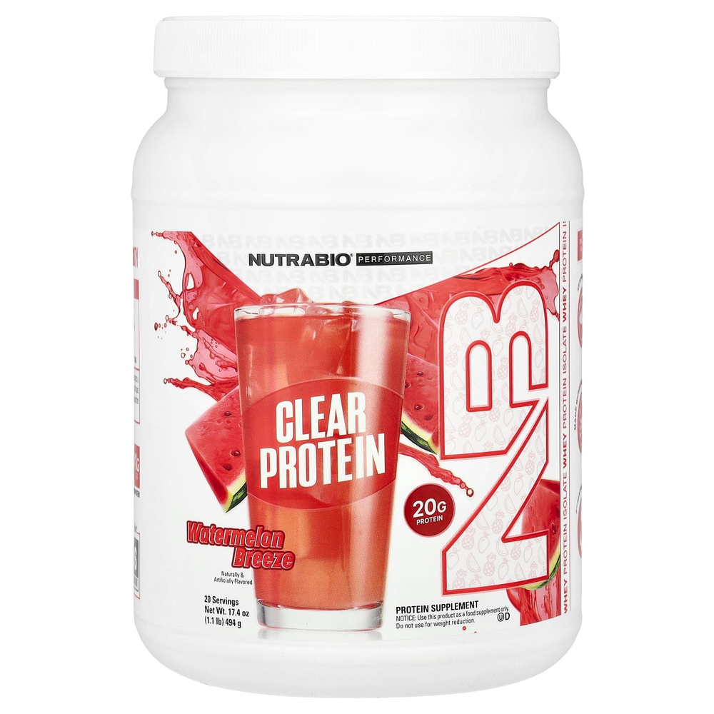 NutraBio, Performance, чистый протеин, арбузный бриз, 494 г (1,1 фунта)