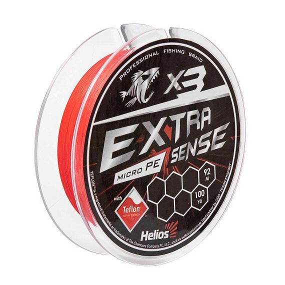 Шнур Helios Extrasense X3 PE Red 92m   0.22/5LB 0.09mm (HS-ES-X3-0.22/5LB)