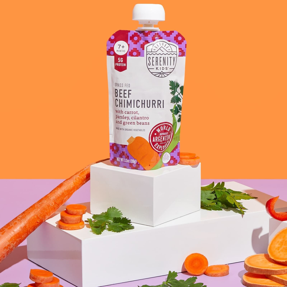 Serenity Kids, чимичурри из говядины с морковью, петрушкой, кинзой и зеленой фасолью, для детей от 7 месяцев, 99 г (3,5 унции)