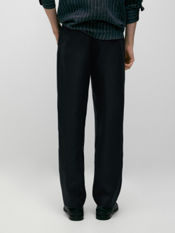 Massimo Dutti Зауженные льняные брюки, темно-синий