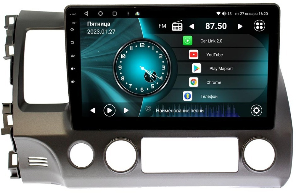 Магнитола для Honda Civic 2005-2012 (левый руль, рамка 10)- Vaycar VA20-0044 на Android 13, 8-ядер, 2Гб-32Гб, 4G SIM-слот