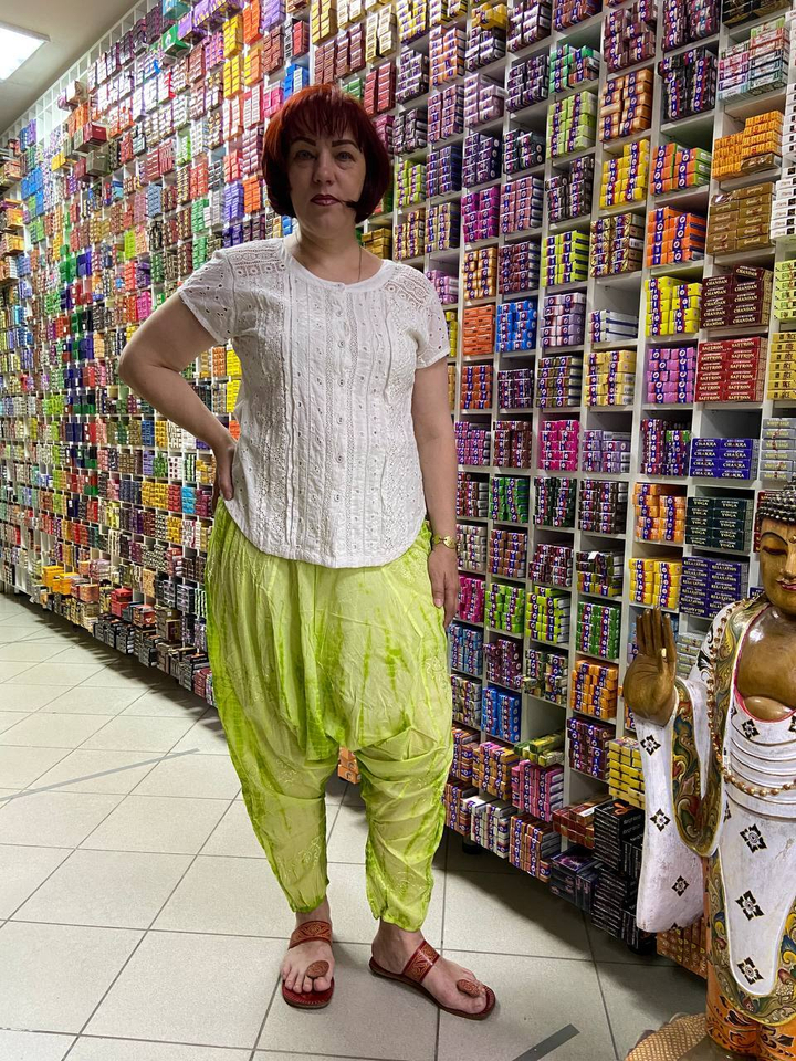 Штаны Алладины Le Ethnic с вышивкой узор зеленый цвет салатовый