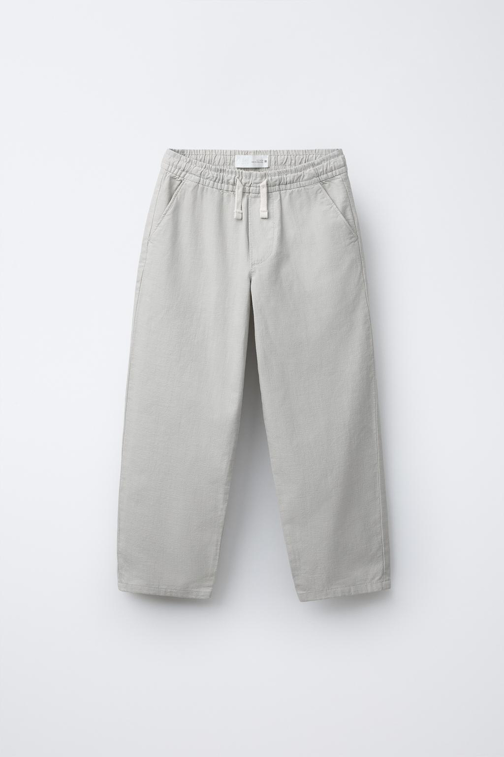 ZARA ХЛОПКОВЫЕ БРЮКИ С ЭЛАСТИЧНЫМ ПОЯСОМ, КАМЕННО-СЕРЫЙ