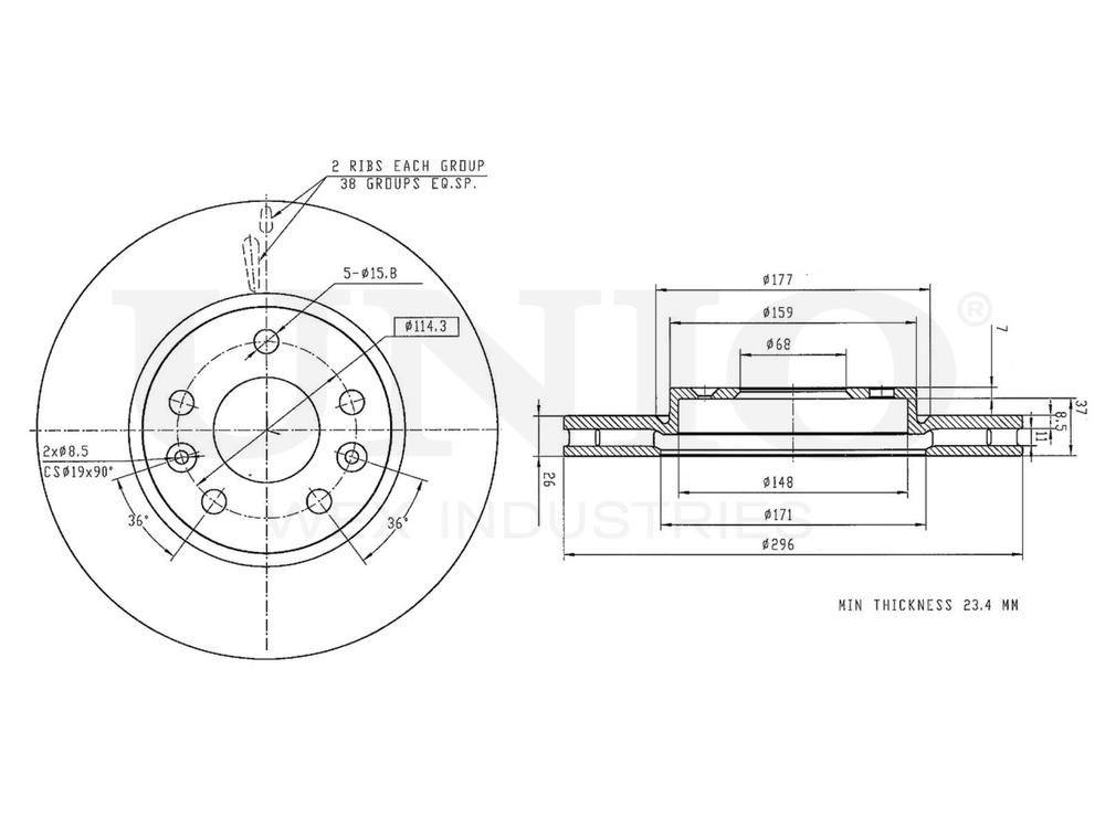 Диск тормозной передний UNIO BRD-20594