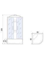 Душевая кабина RIVER NARA 80/43 МТ 80x80x210 10000001259 Универсальная Четверть круга