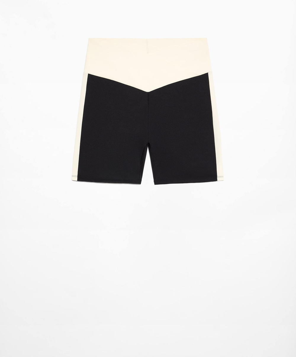 Oysho Легинсы-шорты Perfect-Adapt 10 см с широким поясом V-образной формы, черный