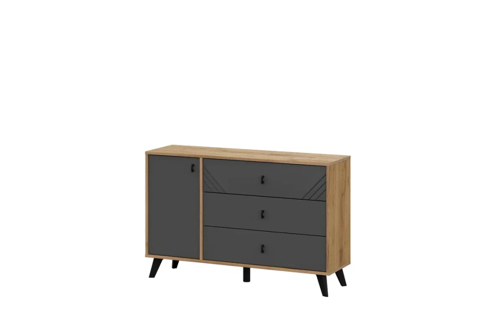 Комод 3 ящика со створкой «Байкал» Графит