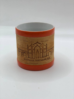 Кружка малая фарфоровая без ручки с берестой. Коллекция "Старая Русса"